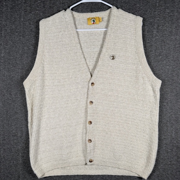 Duck Head Other - VTG Duck Head Sweater Vest Mens Large Cream Button Front USA Made Preppy V Neck